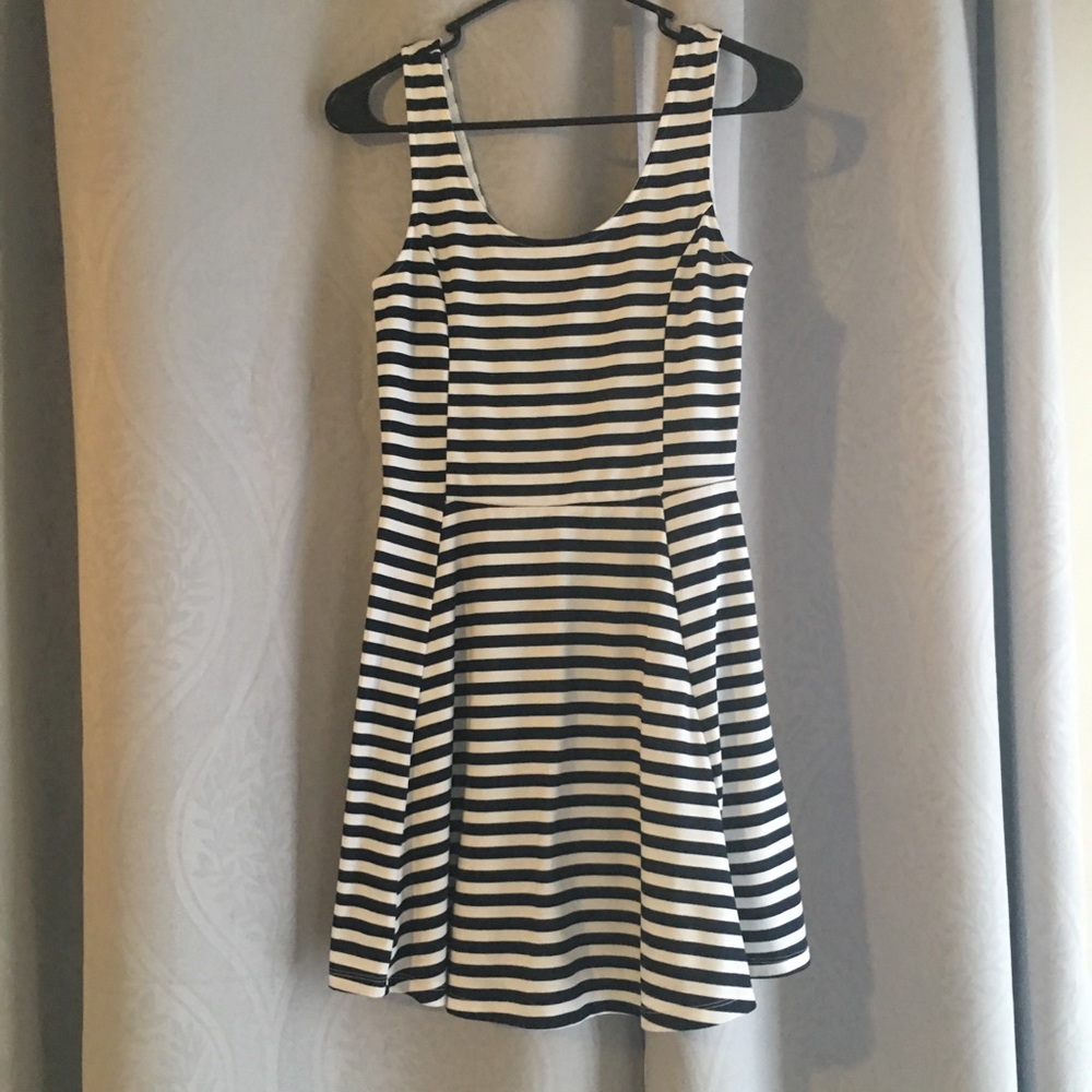 Blue and white stripped sleeveless dress